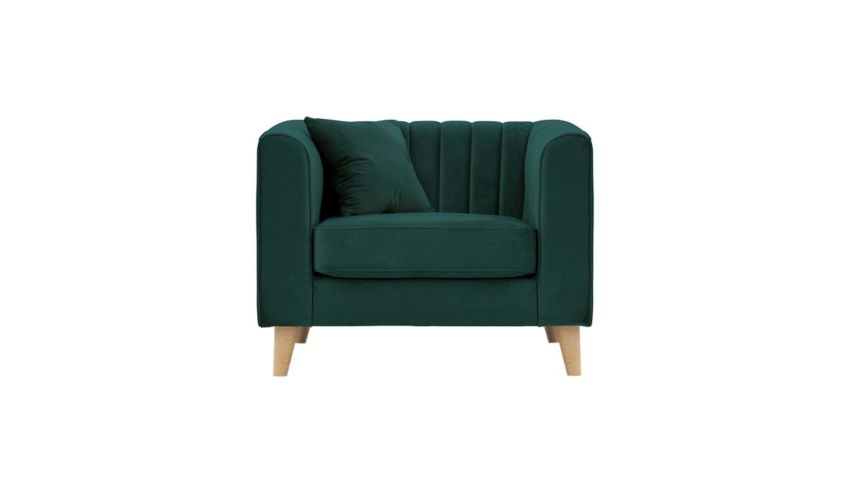 Fauteuil Mary, vert foncé - Velluto 10, Couleur des pieds: Chêne clair