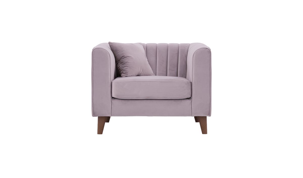 Fauteuil Mary, lila/rose - Velluto 14, Couleur des pieds: Chêne foncé