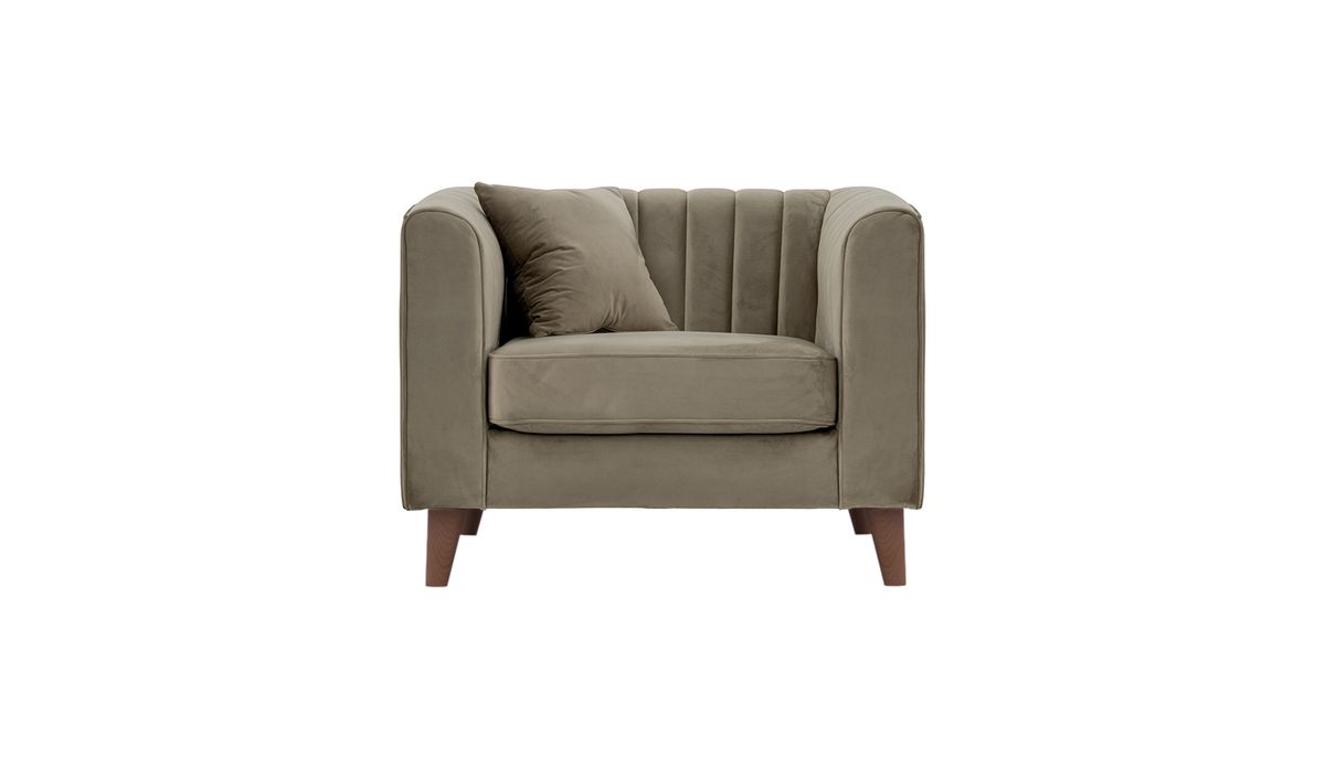 Fauteuil Mary, beige - Velluto 3, Couleur des pieds: Chêne foncé