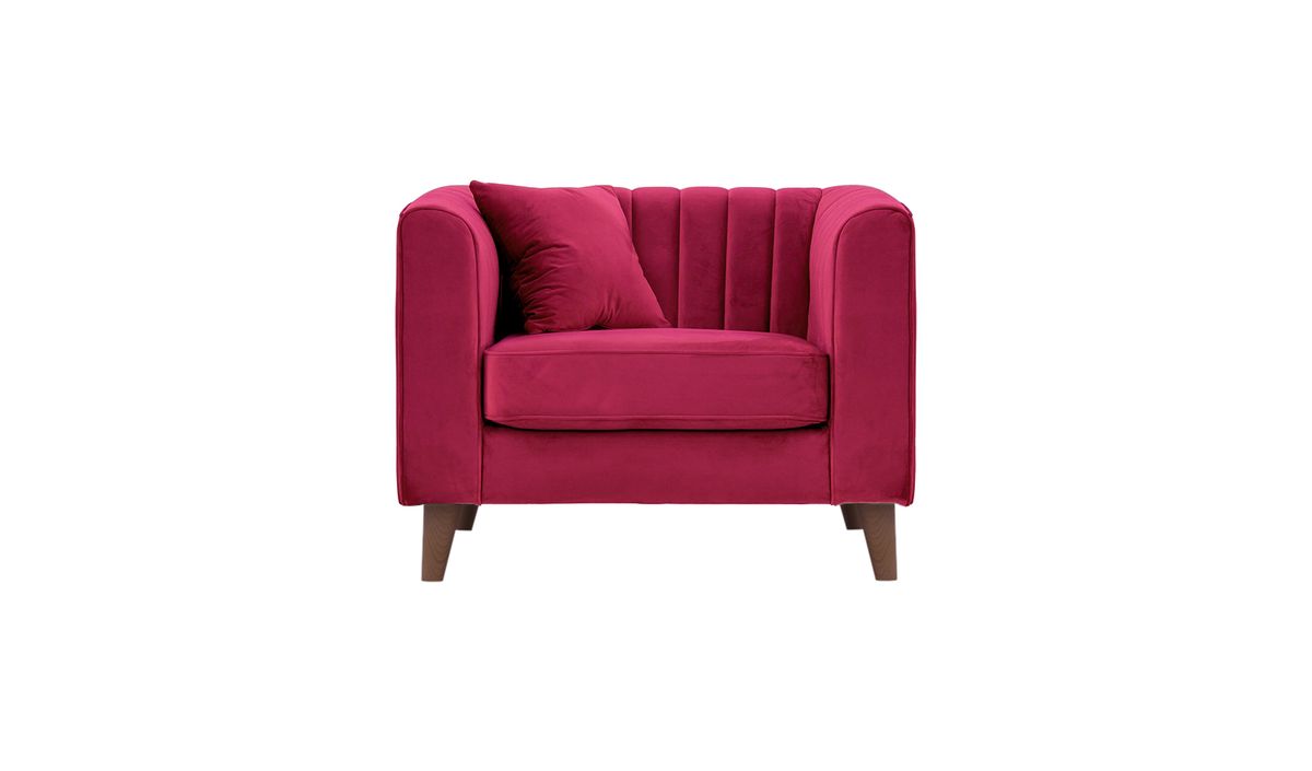 Fauteuil Mary, rouge - Velluto 7, Couleur des pieds: Chêne foncé