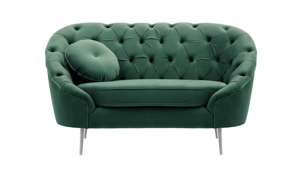 Fauteuil Kooper capitonné, bleu - Velluto 12, Couleur des pieds: Métal chromé