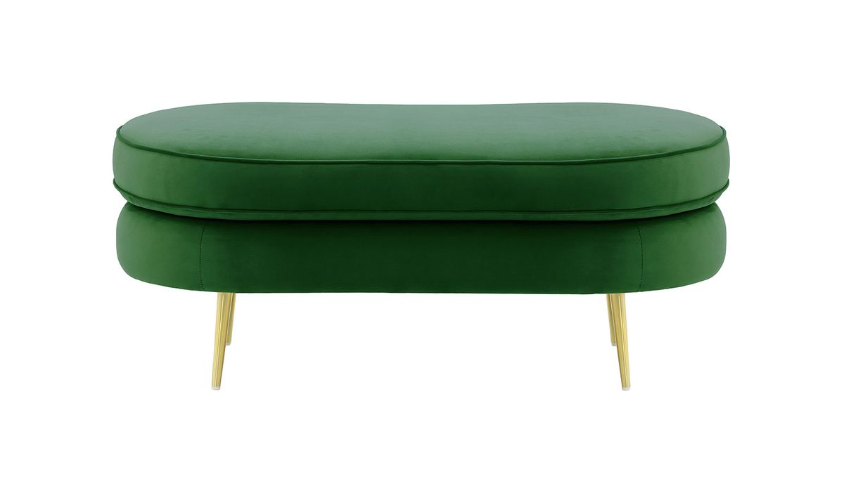 Pouf Kooper, vert foncé - Velluto 10, Couleur des pieds: Métal doré