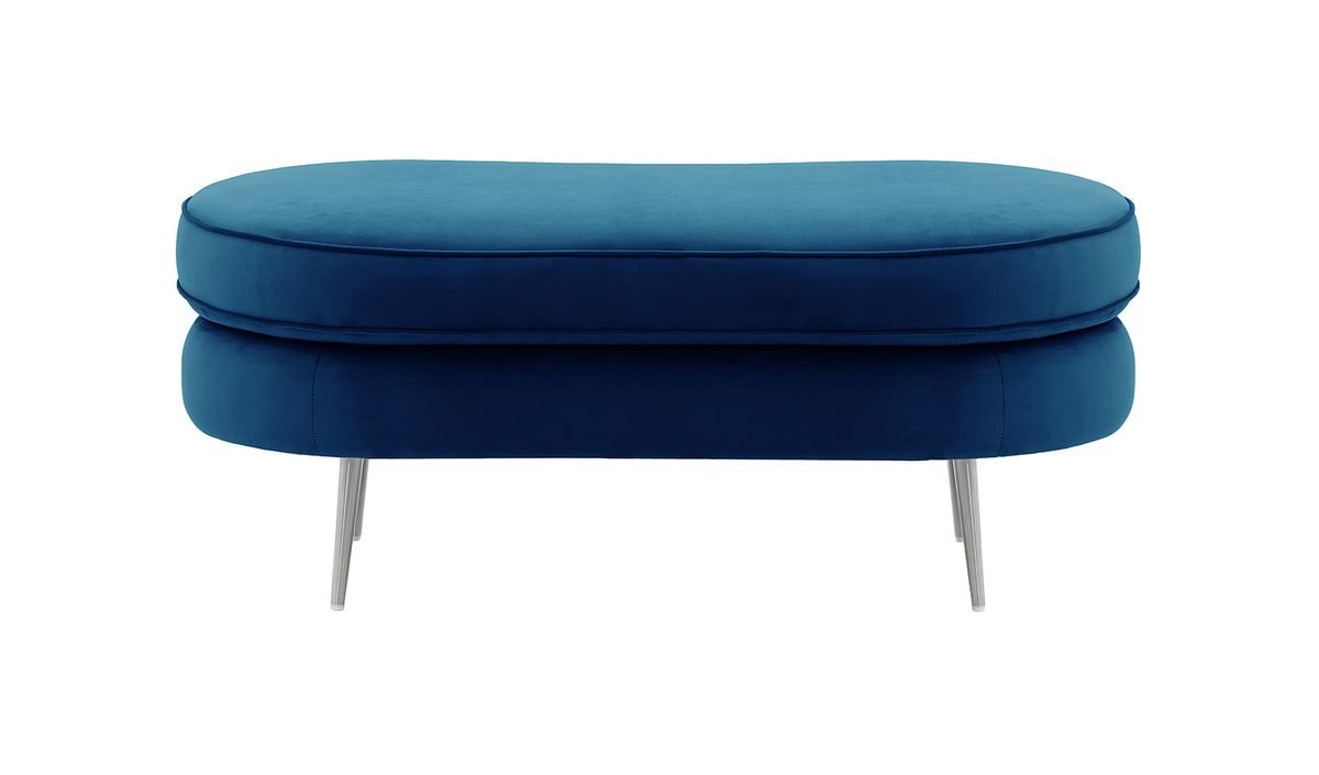 Pouf Kooper, bleu - Velluto 11, Couleur des pieds: Métal chromé