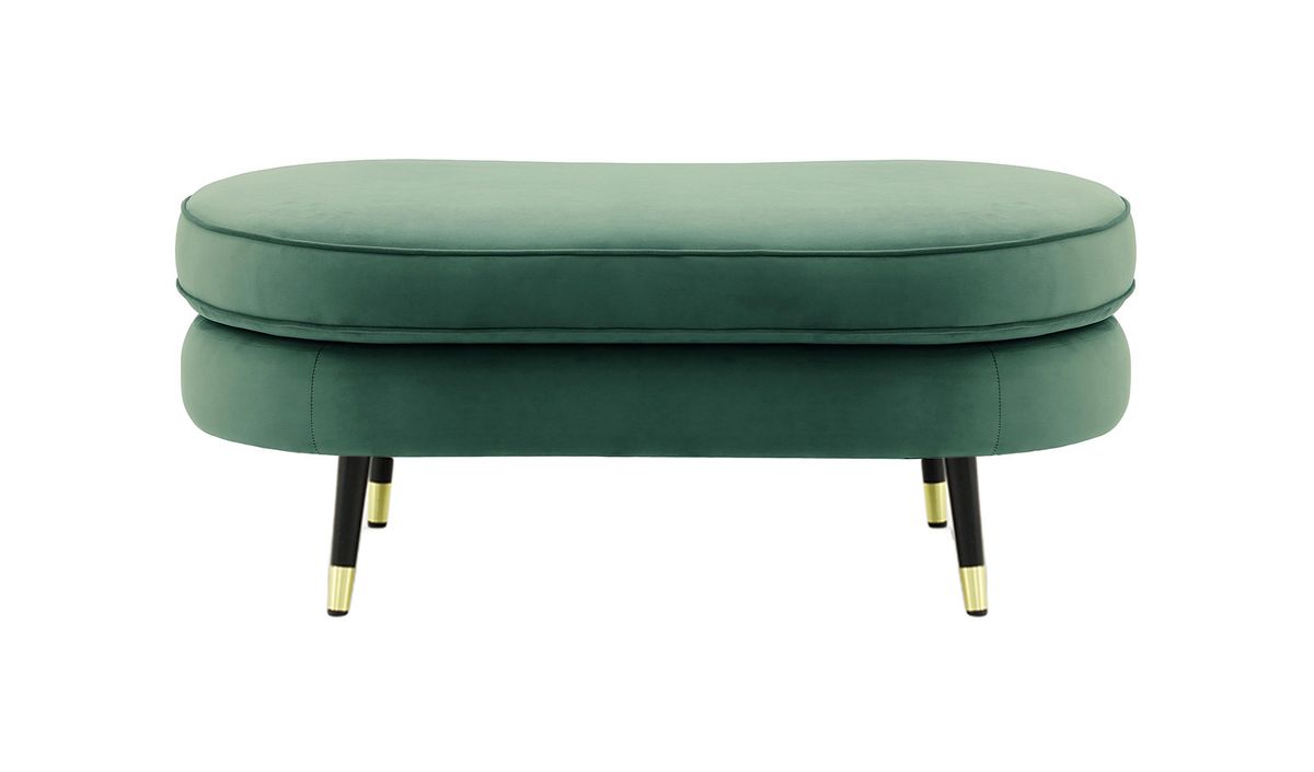 Pouf Kooper, bleu - Velluto 12, Couleur des pieds: Noir avec pourtour doré