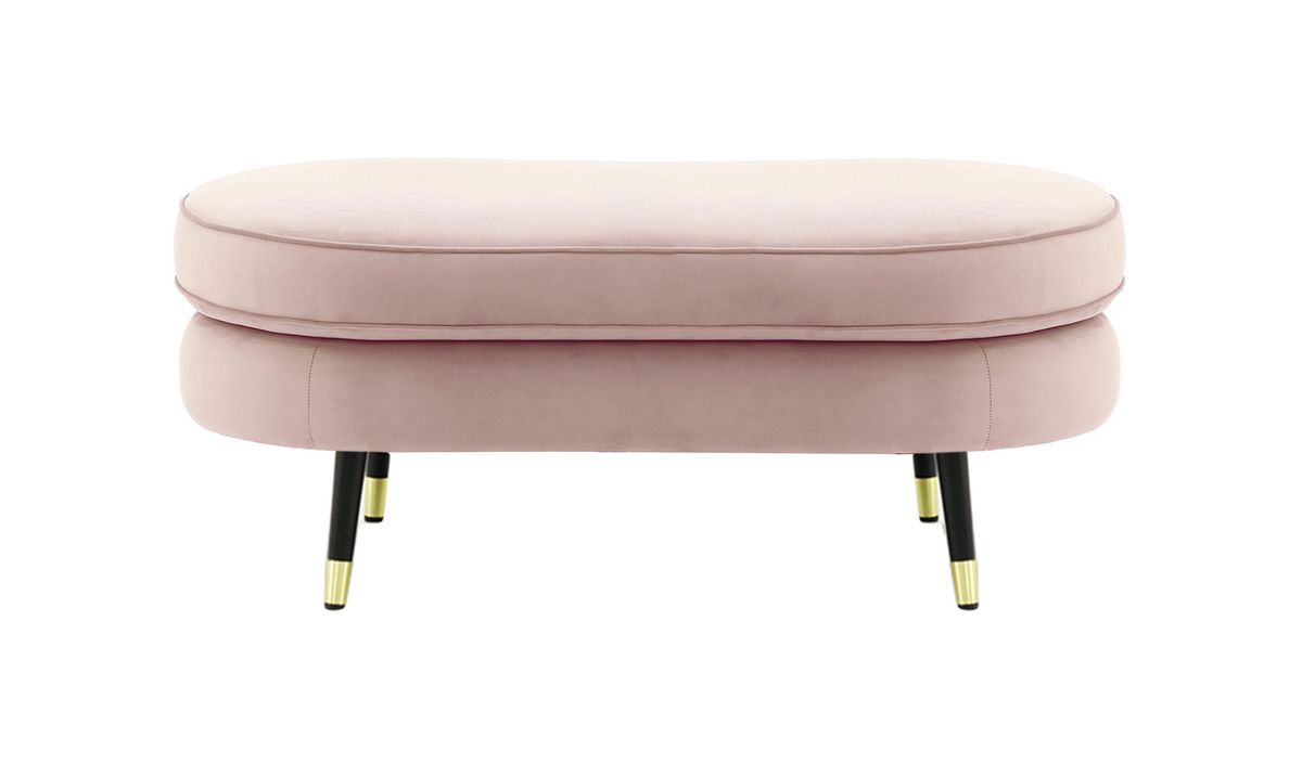 Pouf Kooper, lila/rose - Velluto 14, Couleur des pieds: Noir avec pourtour doré