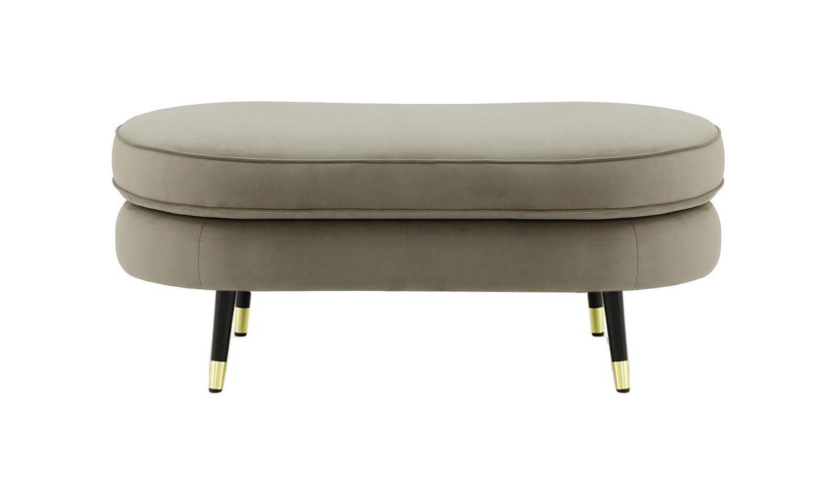 Pouf Kooper, gris éléphant - Velluto 17, Couleur des pieds: Noir avec pourtour doré