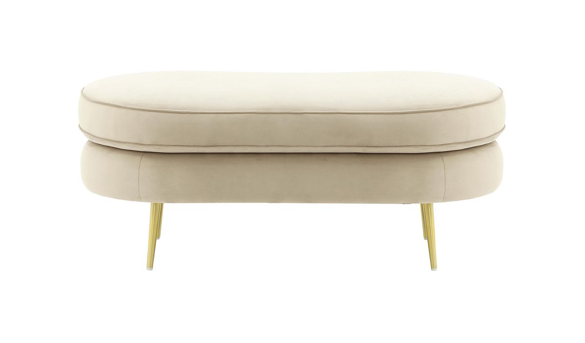 Pouf Kooper, beige clair - Velluto 2, Couleur des pieds: Métal doré