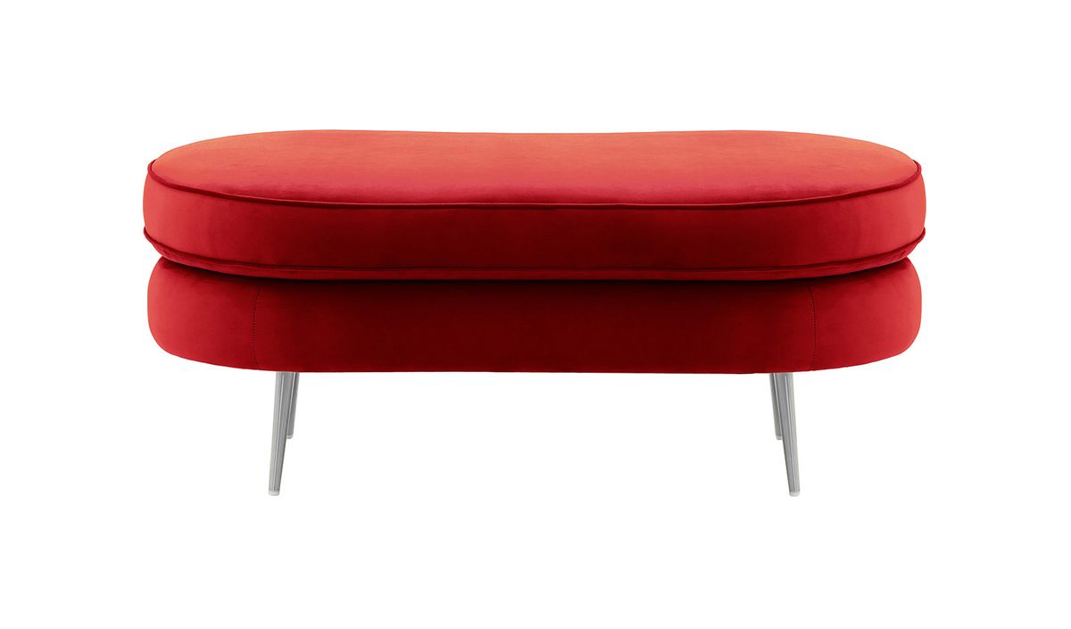 Pouf Kooper, rouge - Velluto 7, Couleur des pieds: Métal chromé