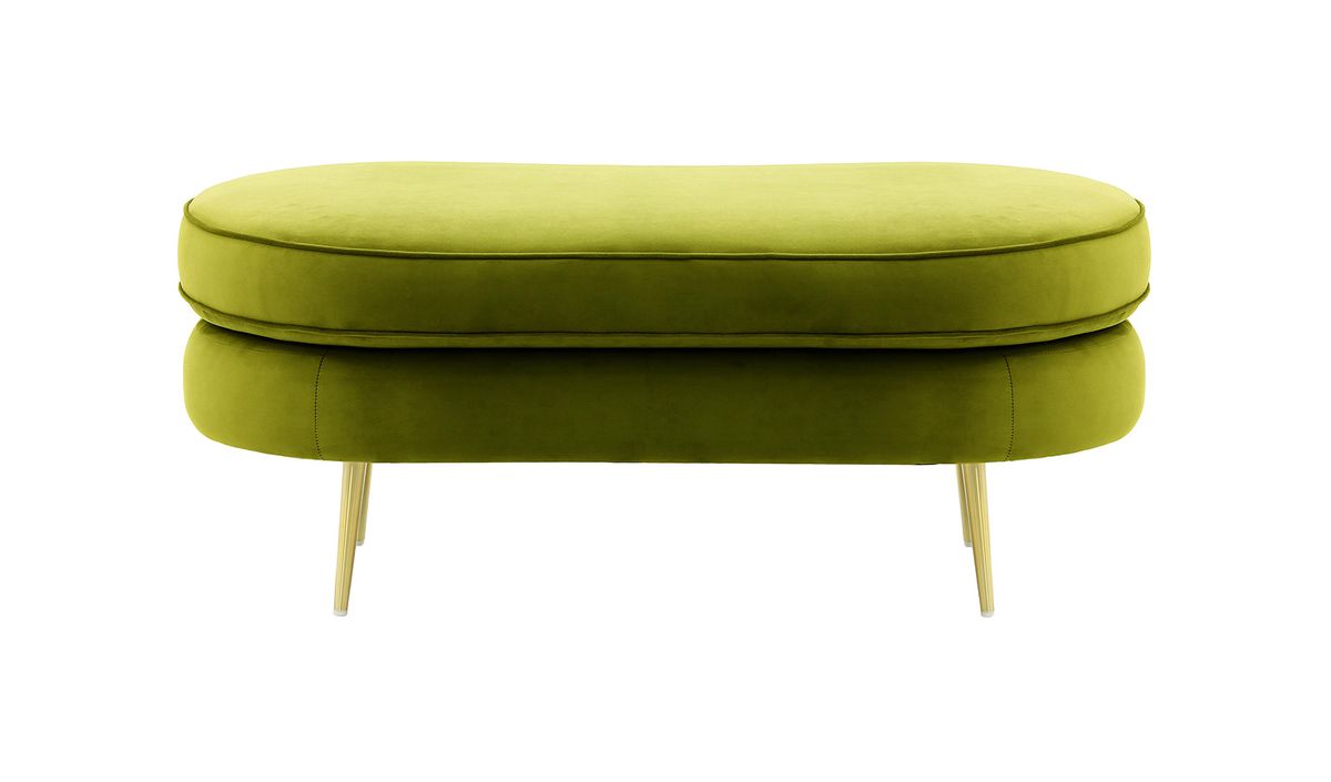 Pouf Kooper, olive - Velluto 9, Couleur des pieds: Métal doré