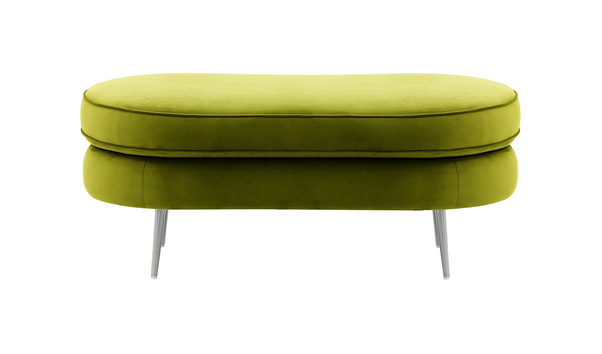 Pouf Kooper, olive - Velluto 9, Couleur des pieds: Métal chromé