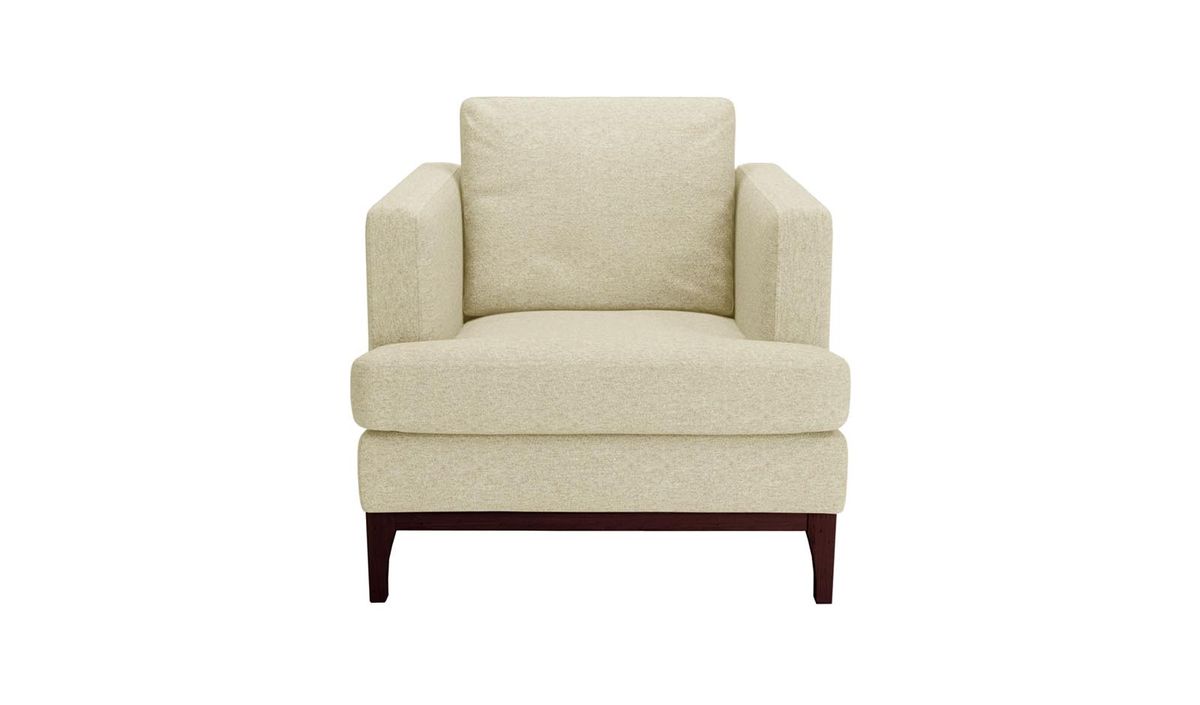 Fauteuil Scarlett, crème - Baku 15, Couleur des pieds: Chêne foncé