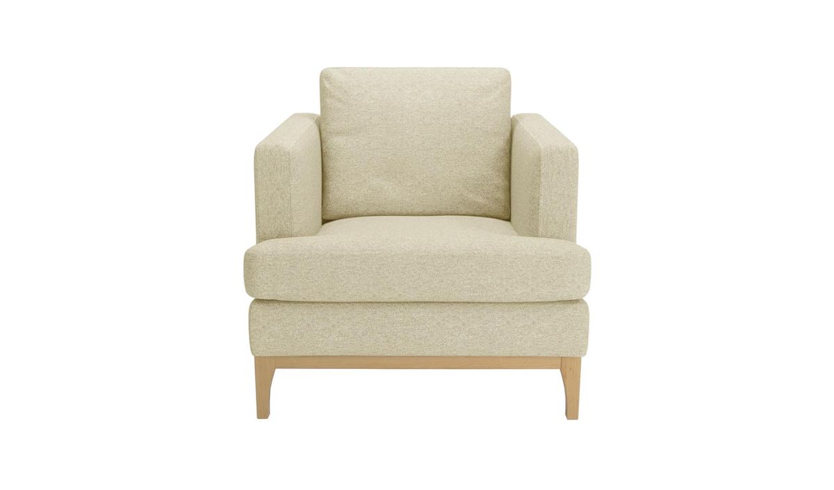 Fauteuil Scarlett, crème - Baku 15, Couleur des pieds: Chêne clair
