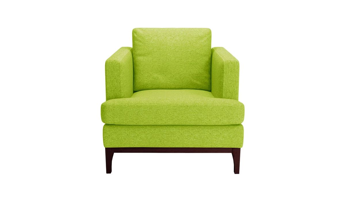 Fauteuil Scarlett, vert citron - Baku 7, Couleur des pieds: Chêne foncé