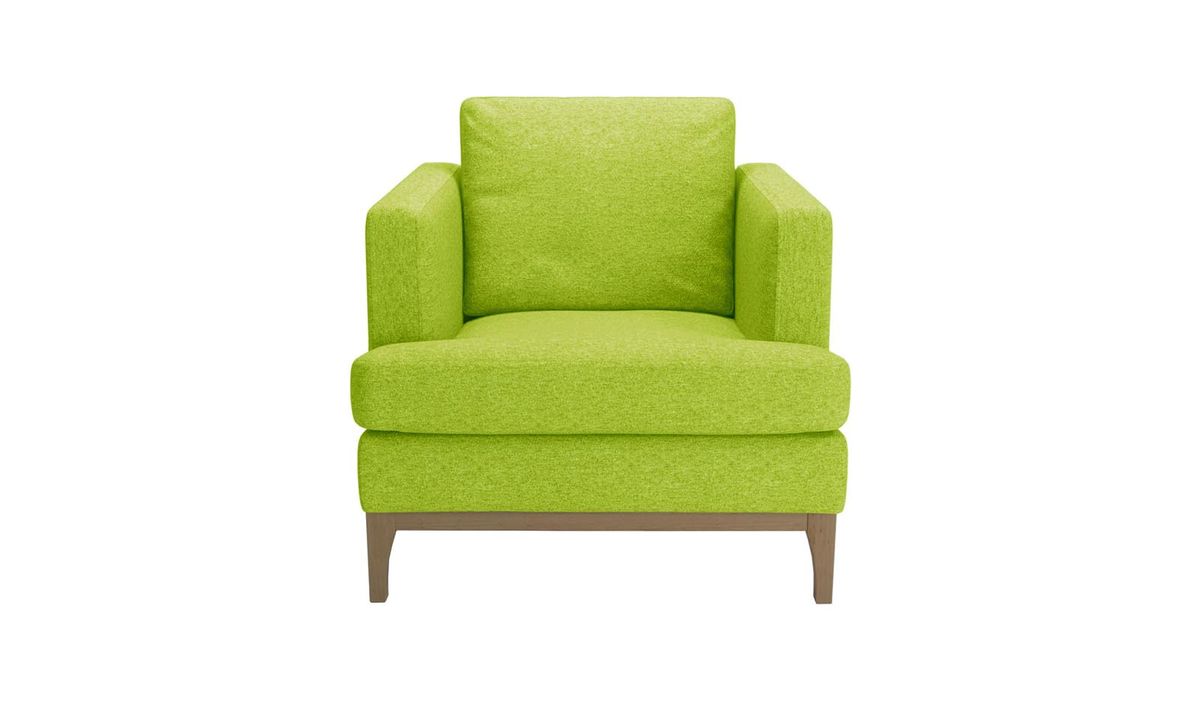 Fauteuil Scarlett, vert citron - Baku 7, Couleur des pieds: Noir wax