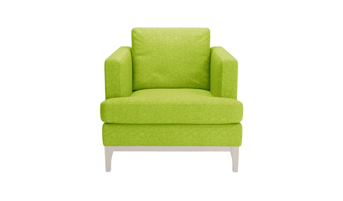 Fauteuil Scarlett, vert citron - Baku 7, Couleur des pieds: Blanc