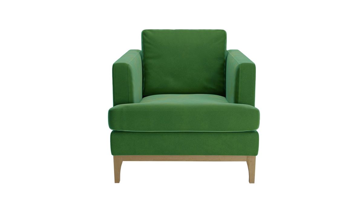 Fauteuil Scarlett, vert foncé - Velluto 10, Couleur des pieds: Noir wax