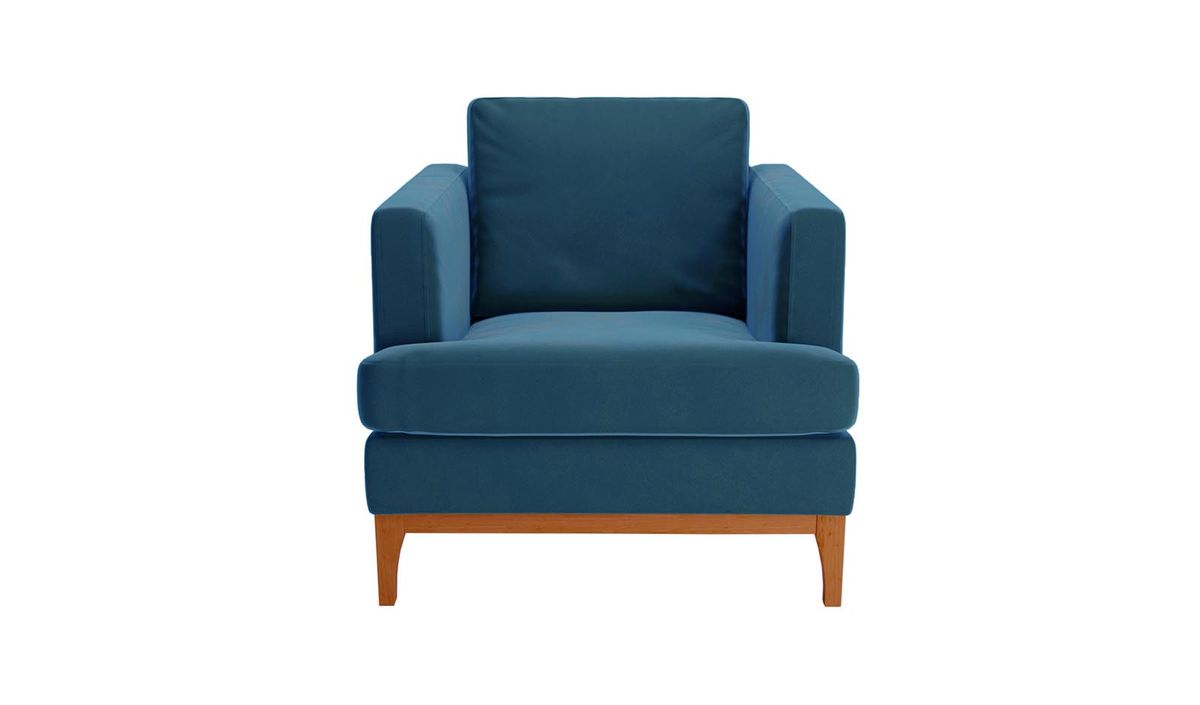 Fauteuil Scarlett, bleu - Velluto 11, Couleur des pieds: aveo