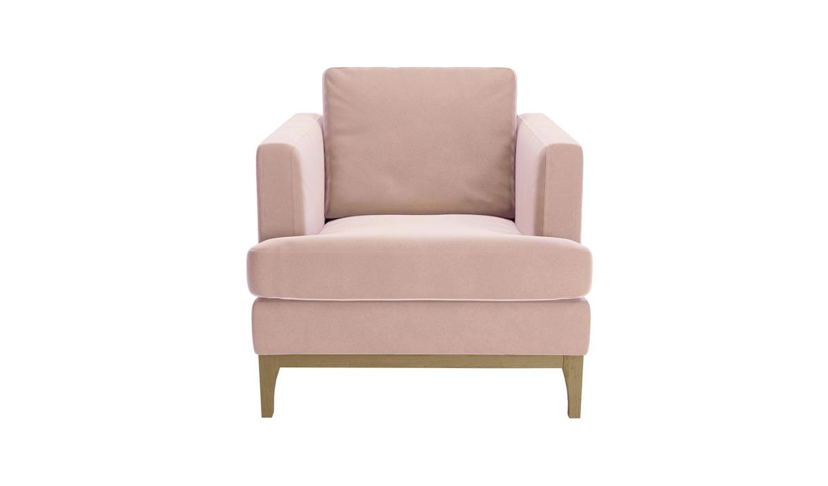 Fauteuil Scarlett, lila/rose - Velluto 14, Couleur des pieds: Noir wax