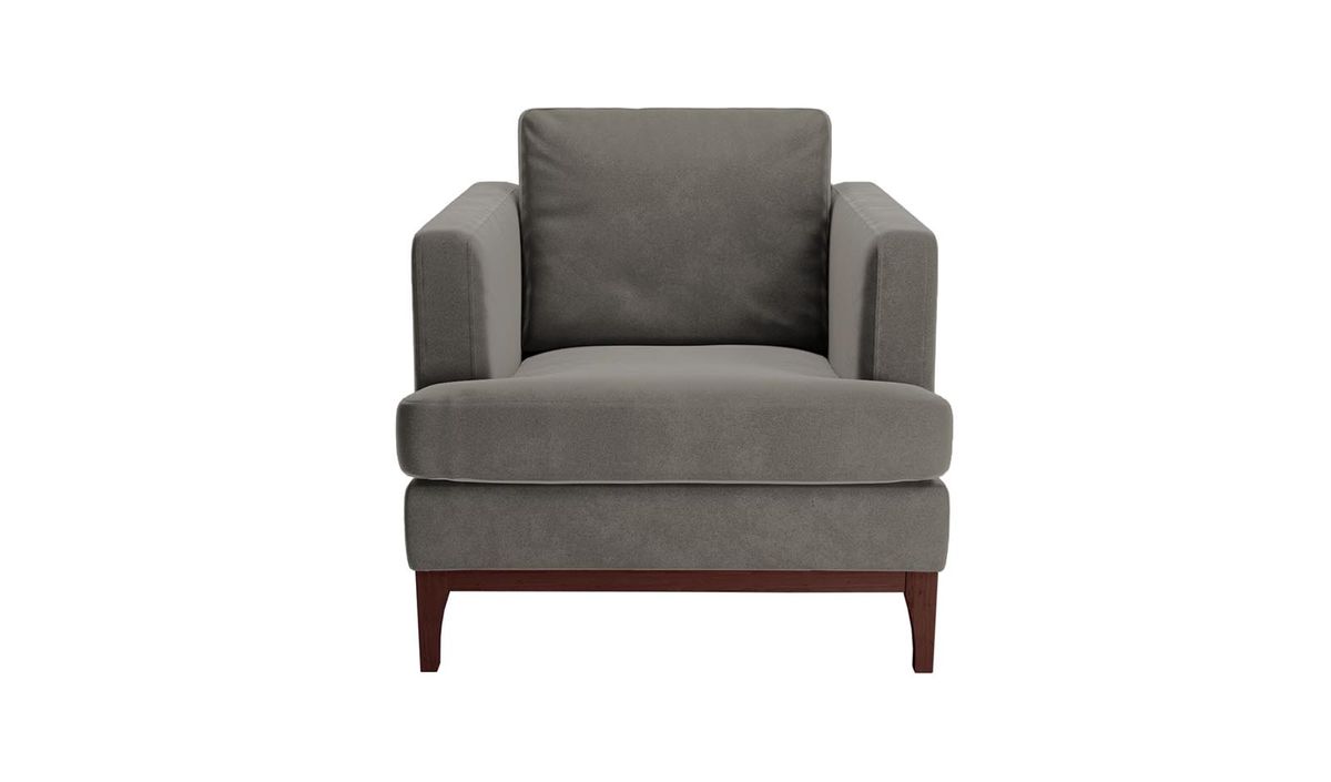 Fauteuil Scarlett, graphite - Velluto 19, Couleur des pieds: Chêne foncé