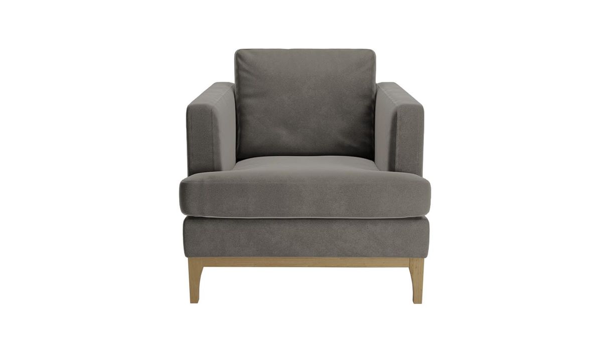 Fauteuil Scarlett, graphite - Velluto 19, Couleur des pieds: Noir wax