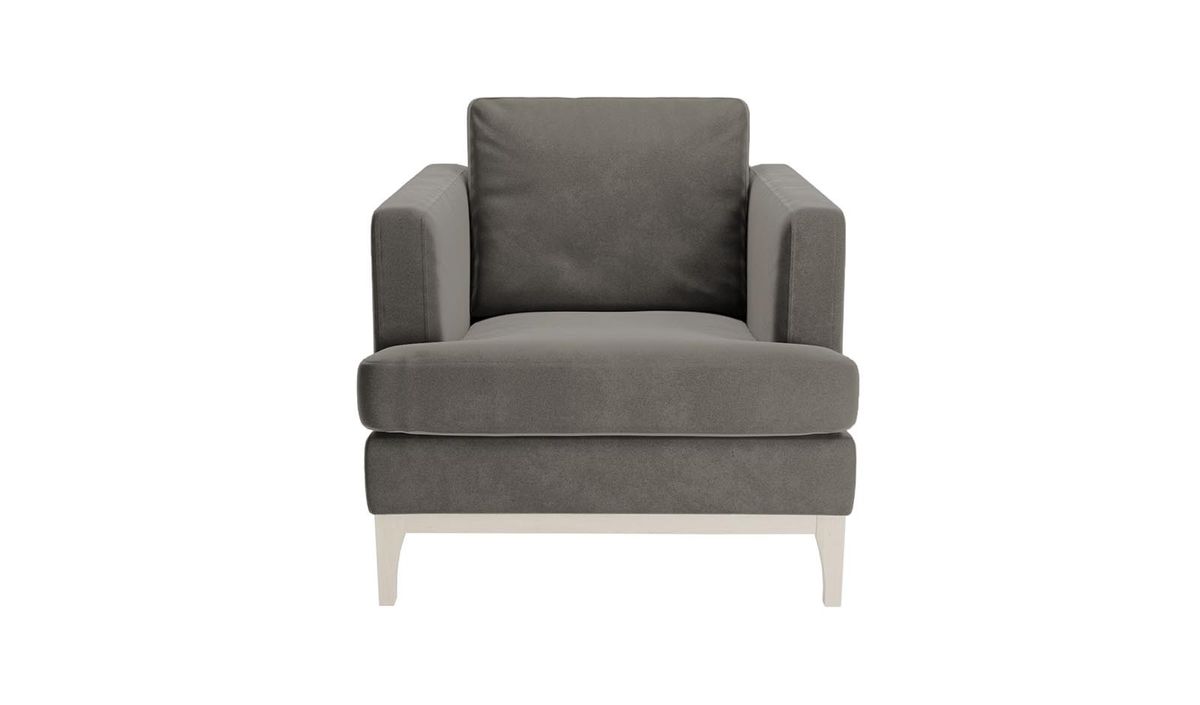Fauteuil Scarlett, graphite - Velluto 19, Couleur des pieds: Blanc