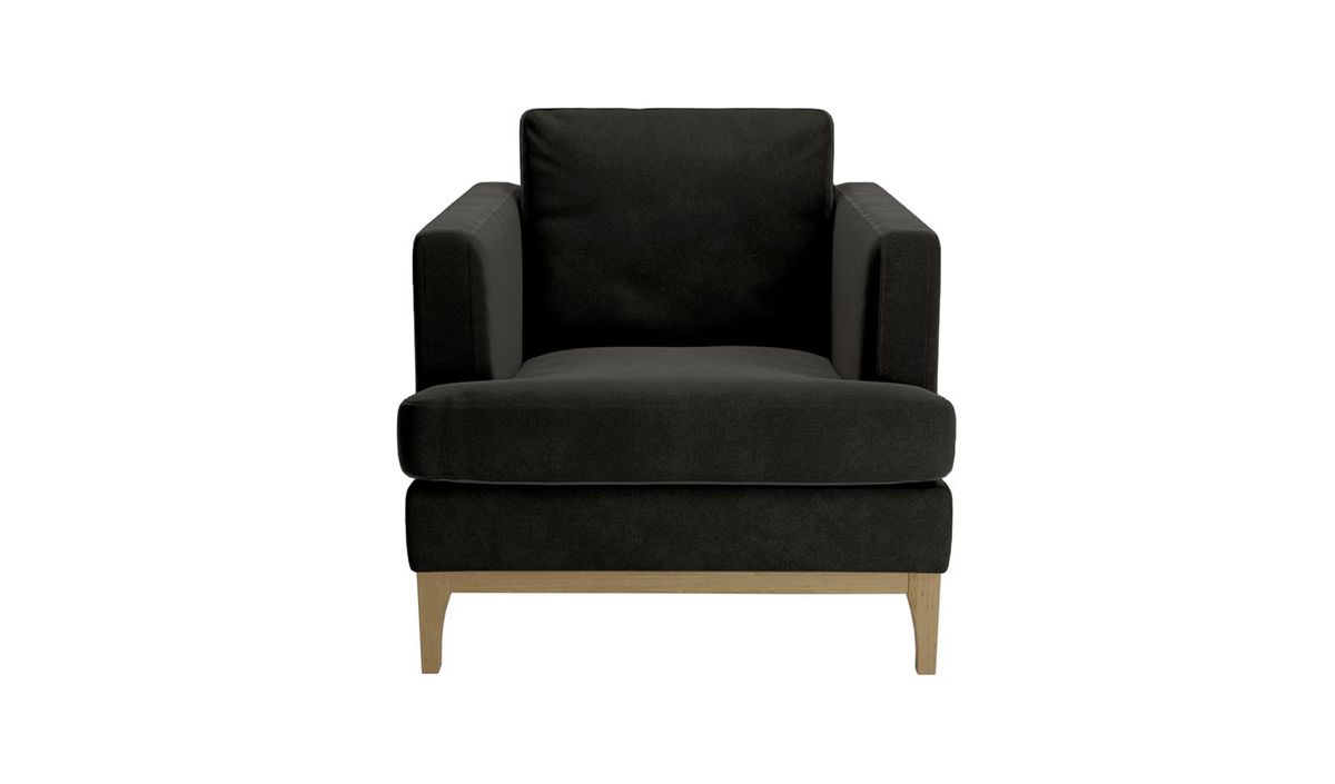 Fauteuil Scarlett, noir - Velluto 20, Couleur des pieds: Noir wax