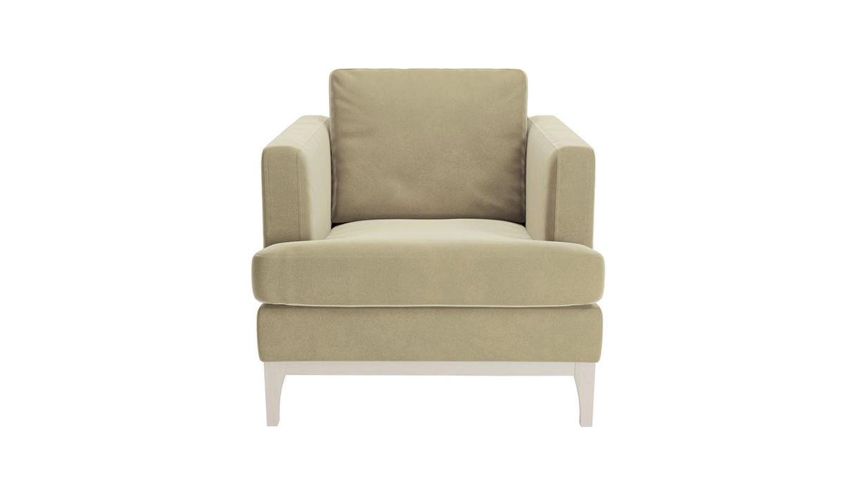Fauteuil Scarlett, beige - Velluto 3, Couleur des pieds: Blanc