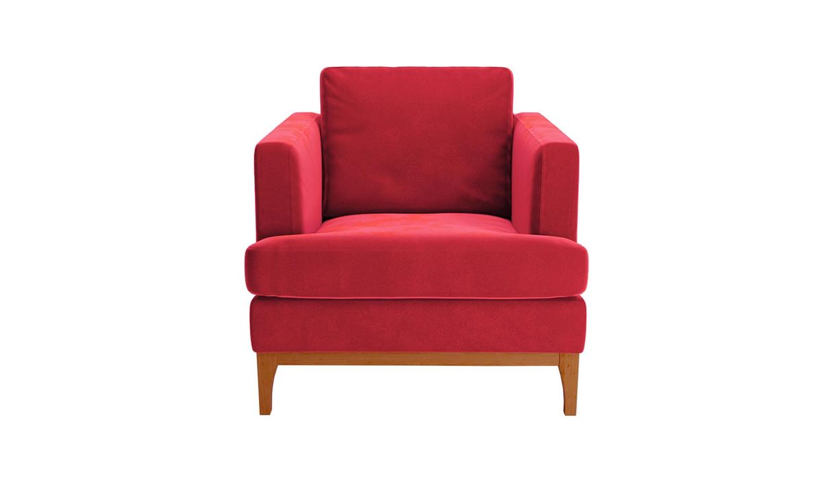 Fauteuil Scarlett, rouge - Velluto 7, Couleur des pieds: aveo