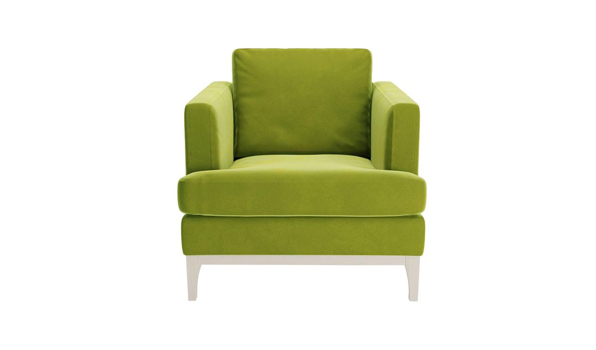 Fauteuil Scarlett, olive - Velluto 9, Couleur des pieds: Blanc