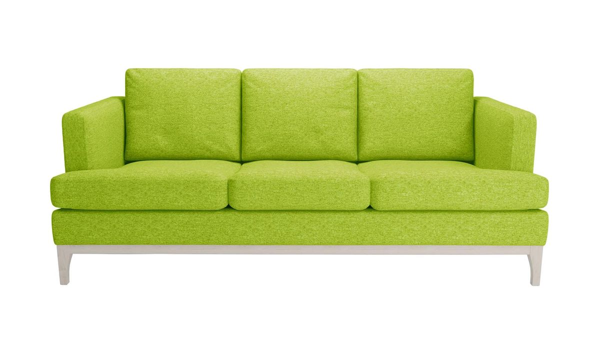 Canapé trois places Scarlett, vert citron - Baku 7, Couleur des pieds: Blanc