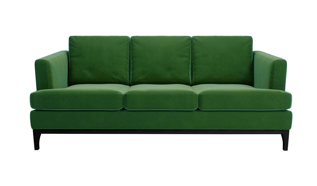 Canapé trois places Scarlett, vert foncé - Velluto 10, Couleur des pieds: Noir