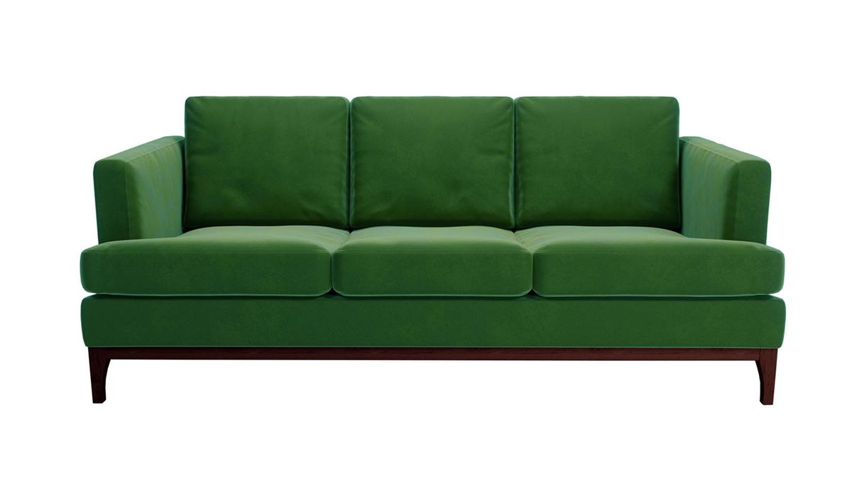 Canapé trois places Scarlett, vert foncé - Velluto 10, Couleur des pieds: Chêne foncé