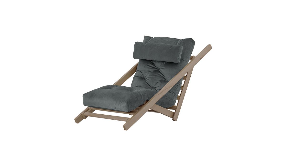 Nappa - Fauteuil convertible, graphite - Velluto 19, Couleur des pieds: Noir wax