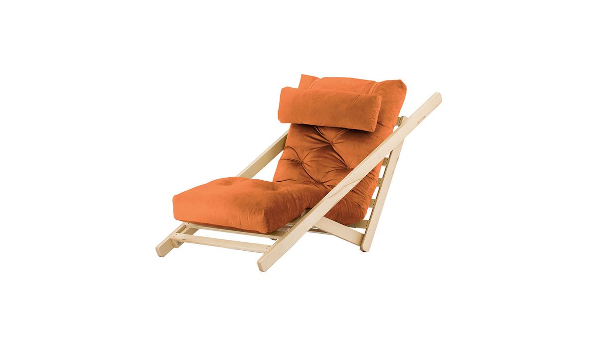 Nappa - Fauteuil convertible, Velluto 33 - orange rouillé, Couleur des pieds: Chêne clair