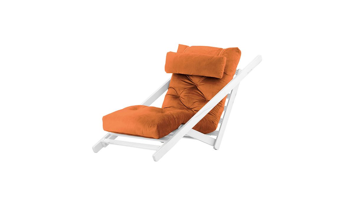 Nappa - Fauteuil convertible, Velluto 33 - orange rouillé, Couleur des pieds: Blanc