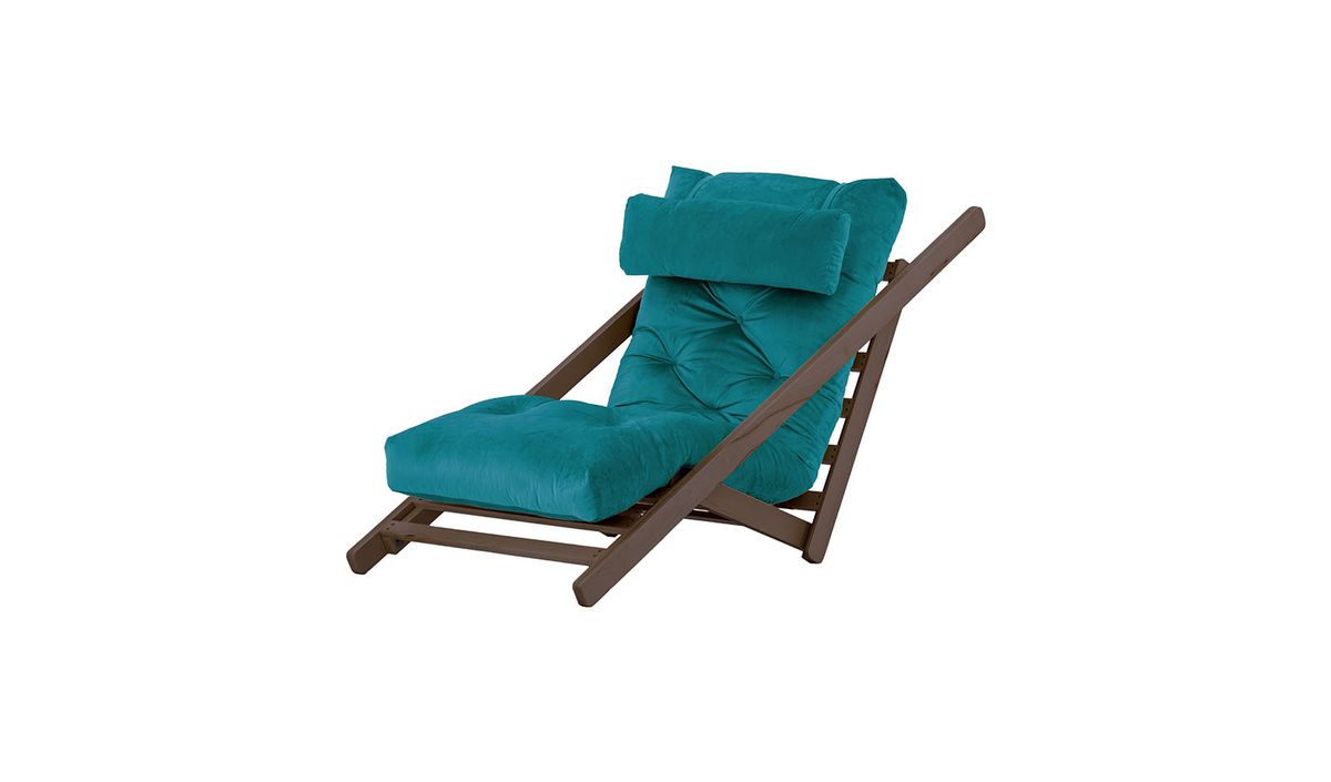 Nappa - Fauteuil convertible, Velluto 36 - Bleu paon, Couleur des pieds: Chêne foncé