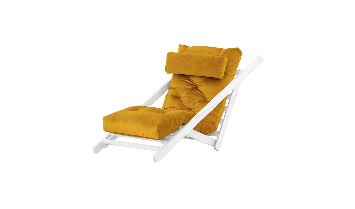 Nappa - Fauteuil convertible, moutarde - Velluto 8, Couleur des pieds: Blanc