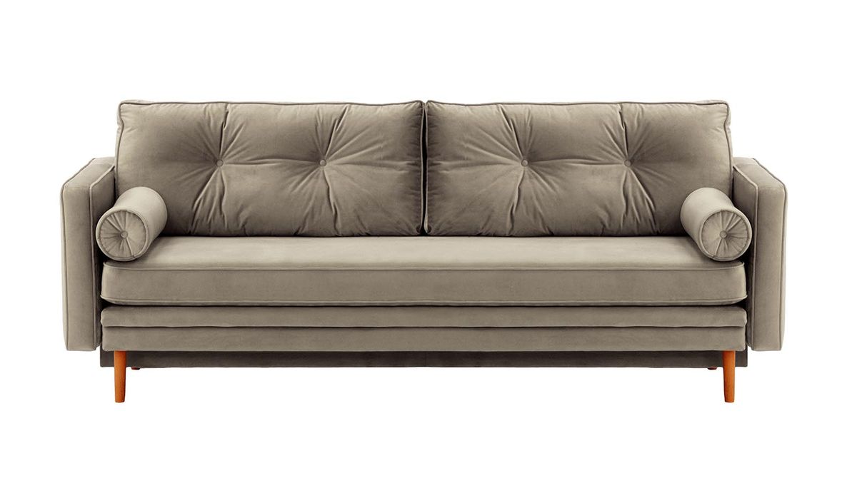 Canapé convertible Mossa avec coffre de rangement, gris éléphant - Velluto 17, Couleur des pieds: aveo