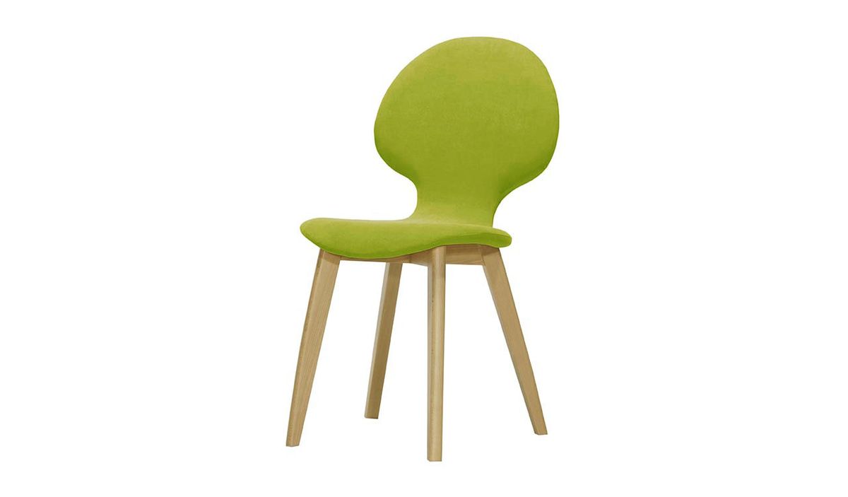 Chaise Mya, vert citron - Baku 7, Couleur des pieds: Chêne clair