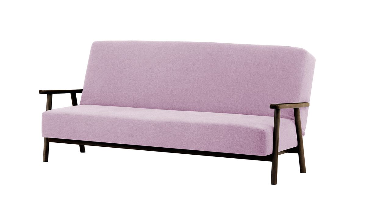 Canapé convertible clic-clac Luppo, Violet - Baku 16, Couleur des pieds: Chêne foncé