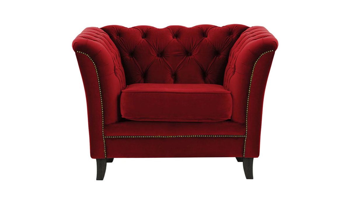 Fauteuil Karin, rouge - Velluto 7, Couleur des pieds: Noir