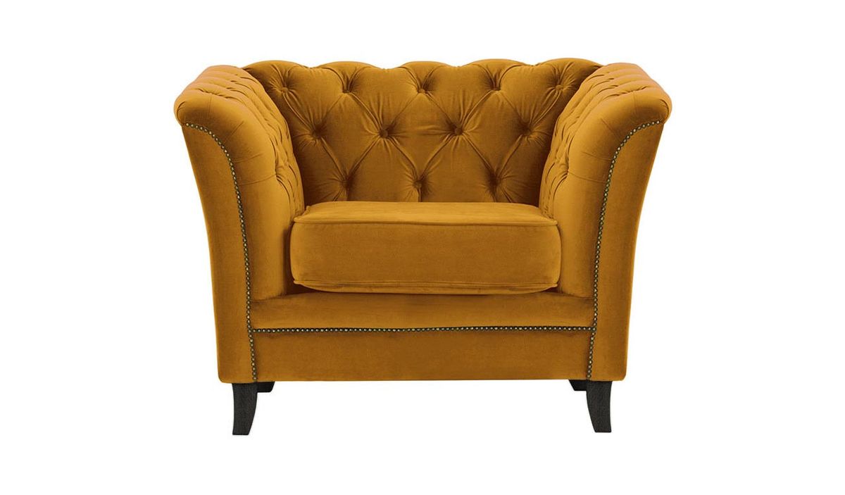 Fauteuil Karin, moutarde - Velluto 8, Couleur des pieds: Noir