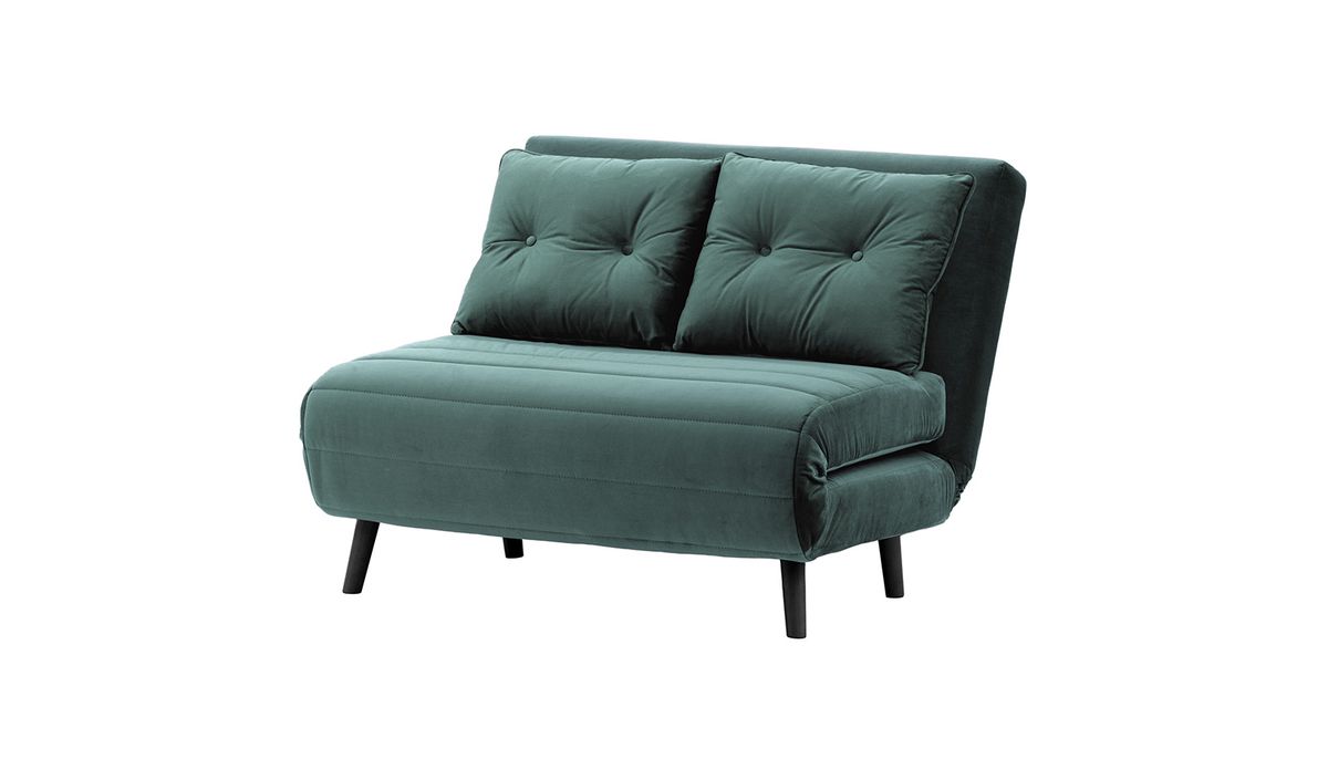 Petit canapé convertible Flic - large de 103 cm, bleu - Velluto 12, Couleur des pieds: Noir