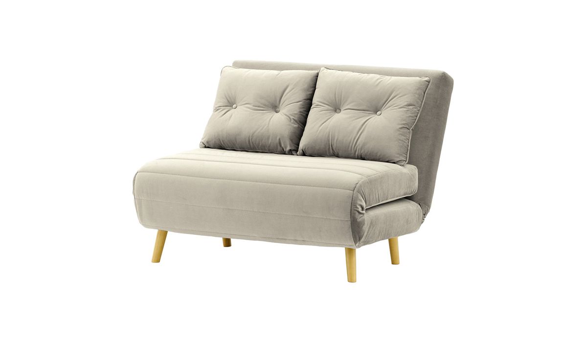 Petit canapé convertible Flic - large de 103 cm, gris clair - Velluto 15, Couleur des pieds: Chêne clair