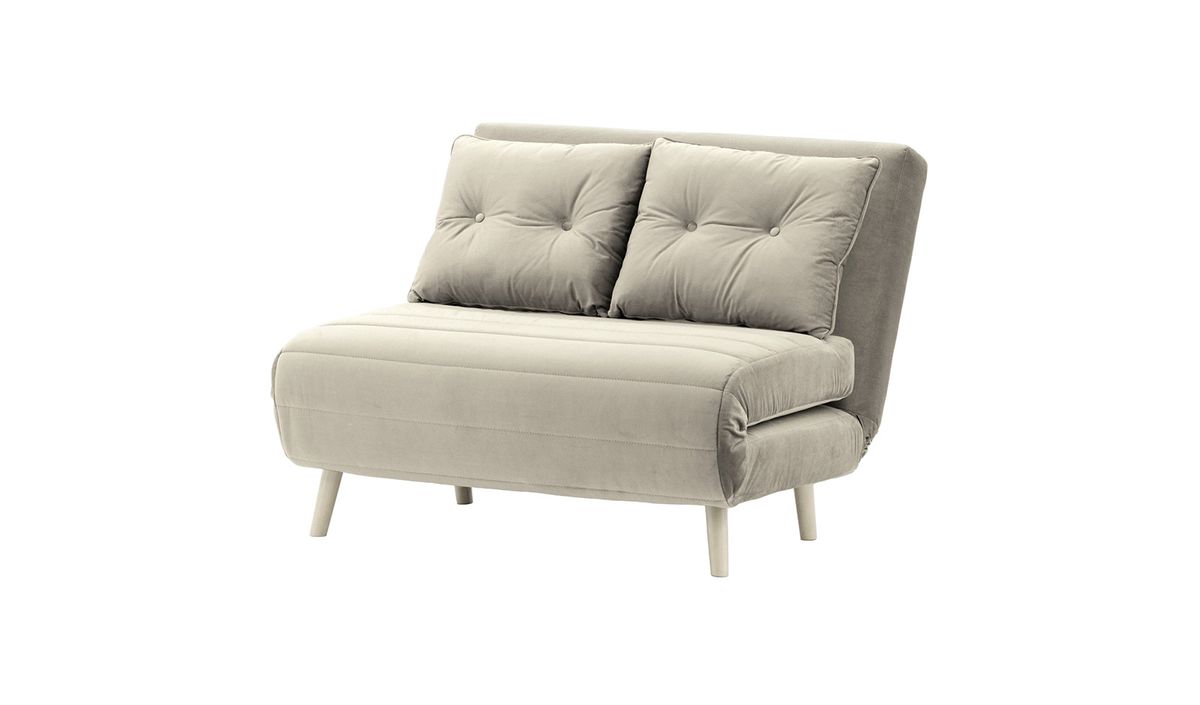 Petit canapé convertible Flic - large de 103 cm, gris clair - Velluto 15, Couleur des pieds: Blanc