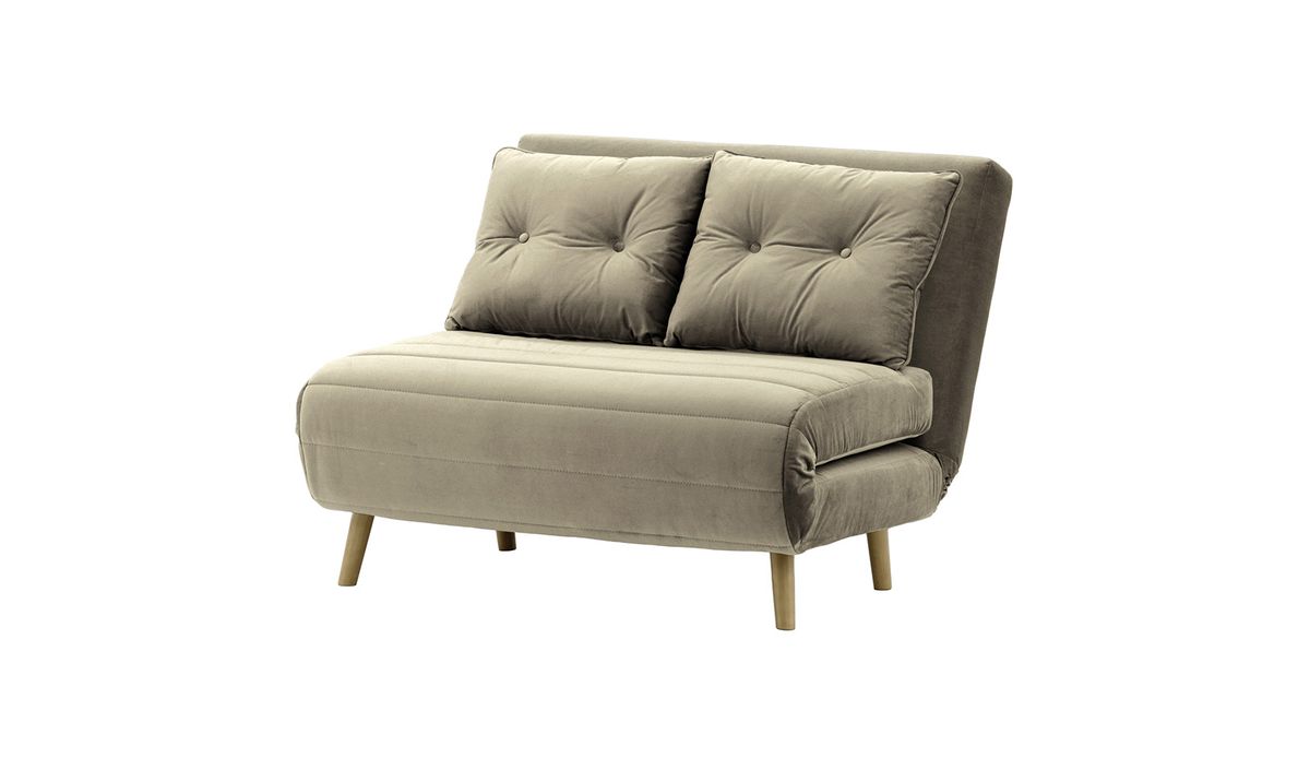Petit canapé convertible Flic - large de 103 cm, gris éléphant - Velluto 17, Couleur des pieds: Noir wax