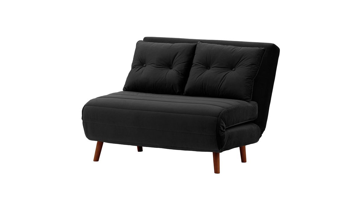 Petit canapé convertible Flic - large de 103 cm, noir - Velluto 20, Couleur des pieds: aveo