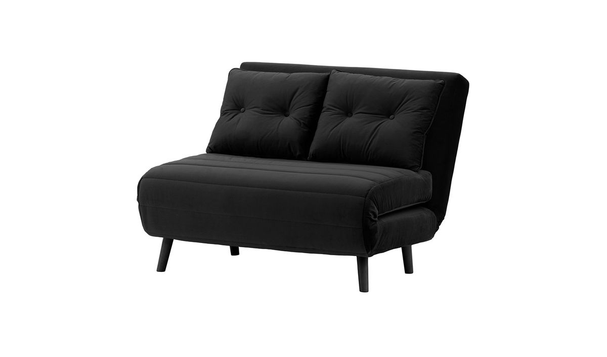 Petit canapé convertible Flic - large de 103 cm, noir - Velluto 20, Couleur des pieds: Noir