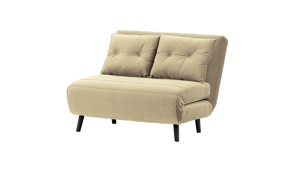 Petit canapé convertible Flic - large de 103 cm, beige - Velluto 3, Couleur des pieds: Noir