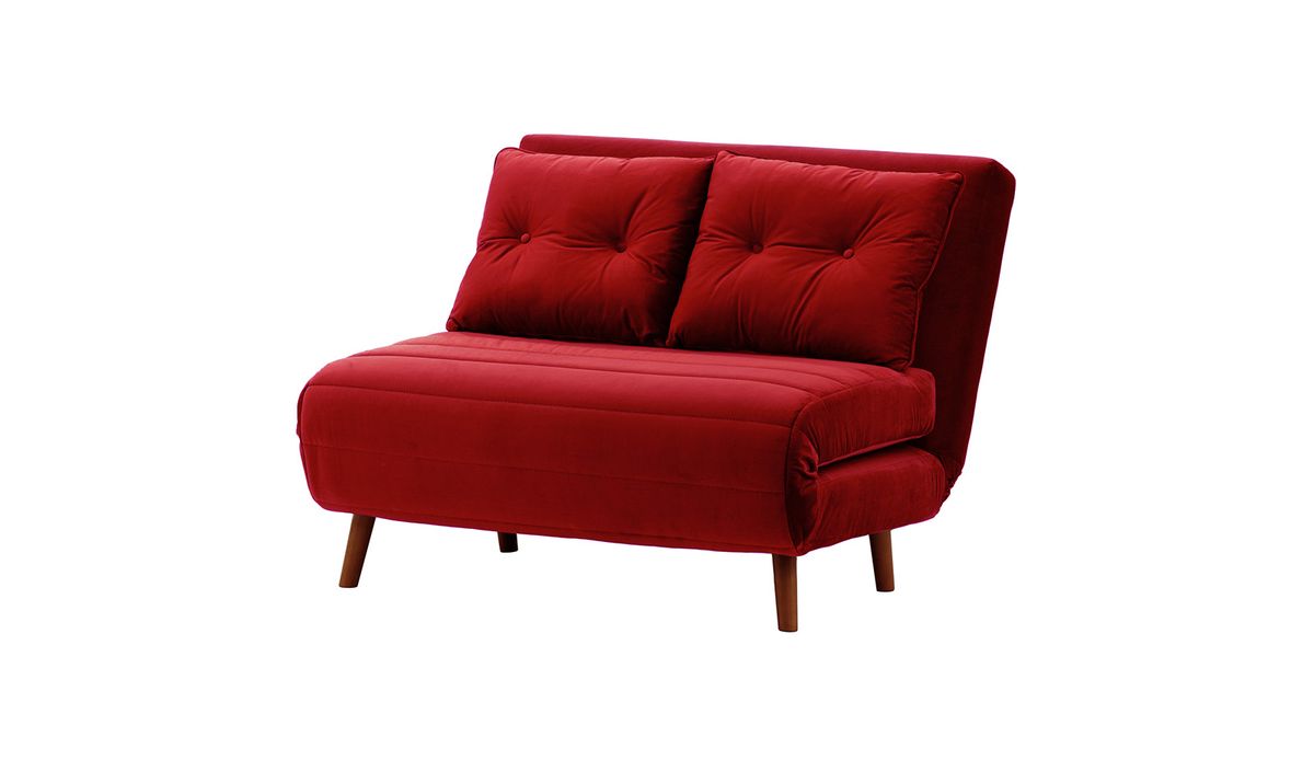 Petit canapé convertible Flic - large de 103 cm, rouge - Velluto 7, Couleur des pieds: aveo